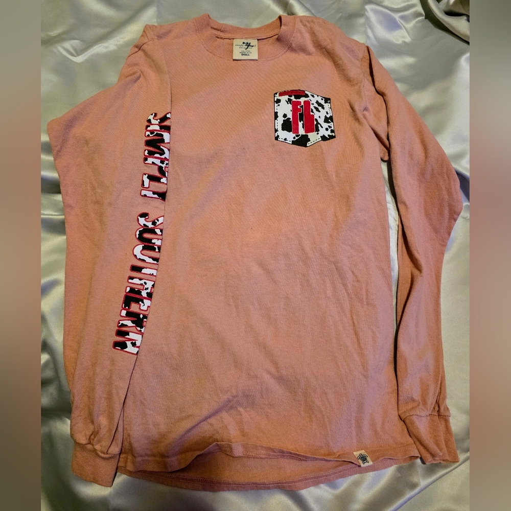 Simply Southern Pink Long Sleeve Tee with Graphic Pocket